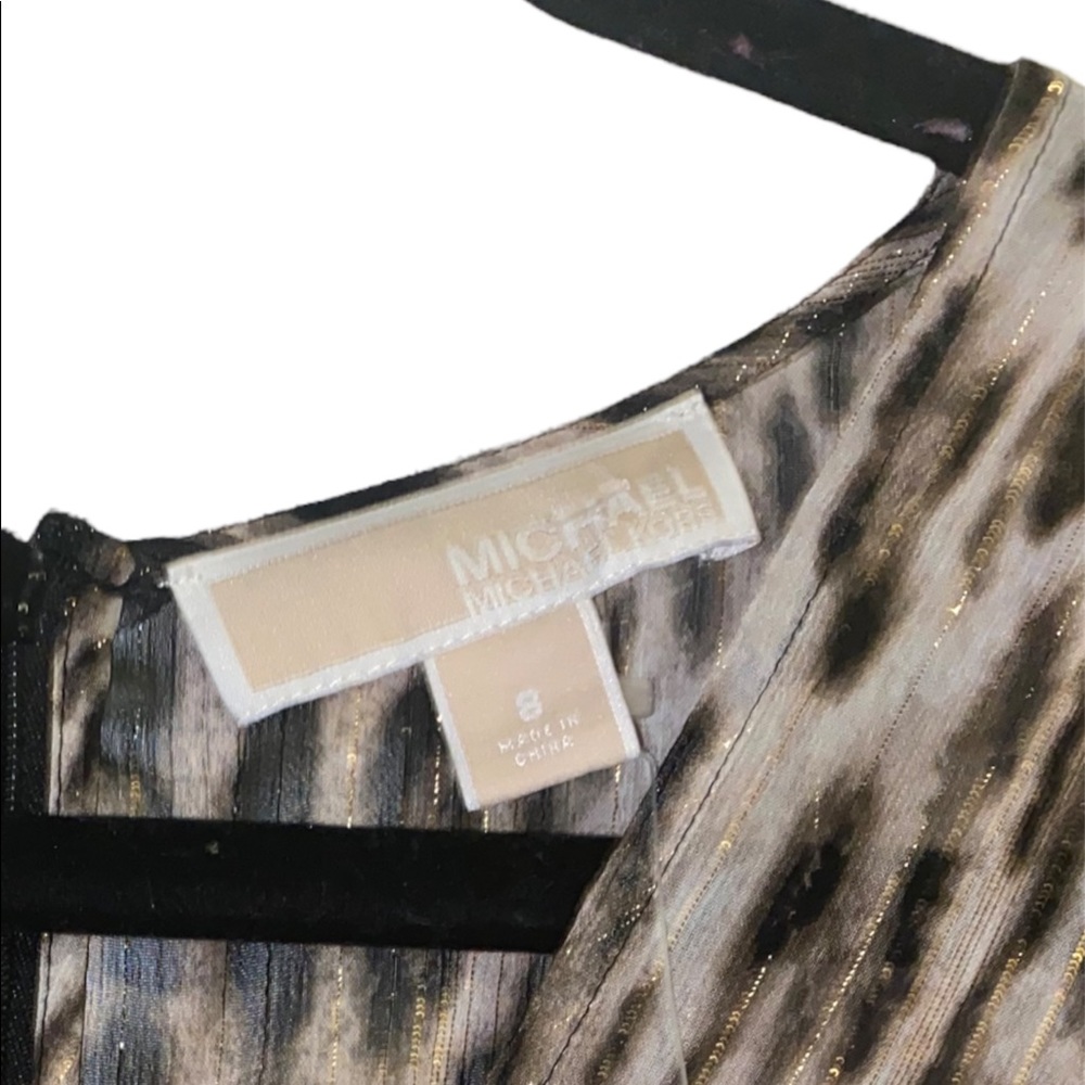 Michael Kors sheer leopard cheetah π print dress, gold metallic, NWT, size 8 - Picture 7 of 7